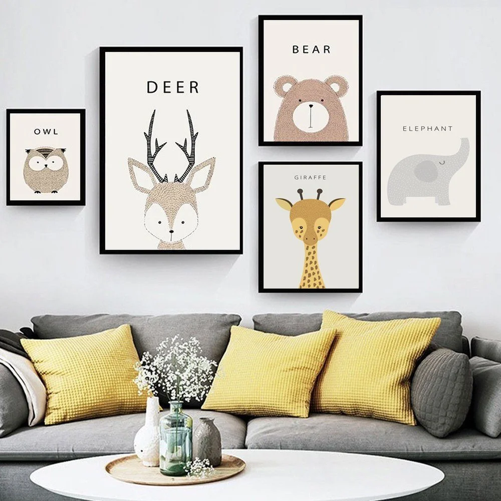 Kinderzimmer Poster-Set „Waldtiere“ – 6er-Set, A4